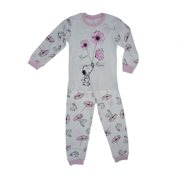 Pizsama 2 részes nadrág és blúz lányoknak Mini Junior PJM-MJ4, Fehér 114794