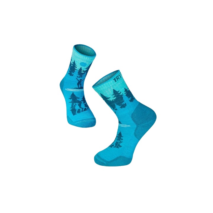 Туристически чорапи Capricorn от алпийска мериносова вълна, Сив., Тюркоаз, 43-46