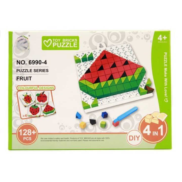 Трион 3D пъзел с форми на плодове от 128 части, 22x14x4cm
