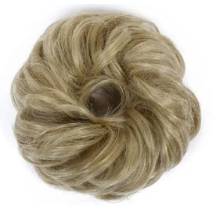 Extensie Coc Blond Nisipiu, din par sintetic cu aspect natural, par ondulat, elastic de par, fibra Futura Heat, calitate premium, Animis Beauty®