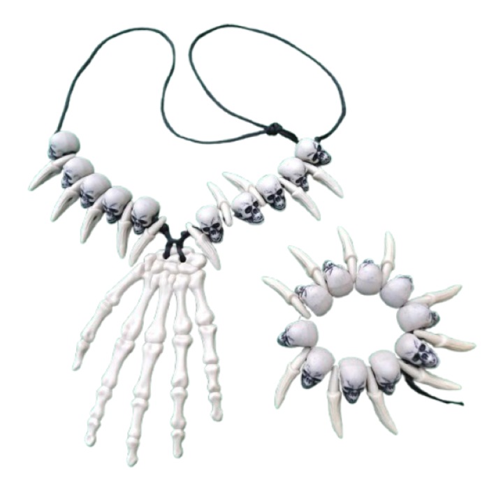 Колие с висулка и гривна, Висулка ръка със скелет, малък череп