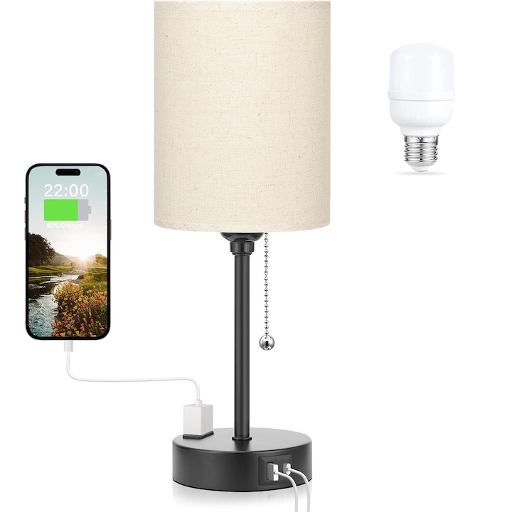Lampa de birou, Excitat Cu abajur dreptunghiular din tesatura Lampa de birou, Excitat Cu abajur dreptunghiular din tesatura