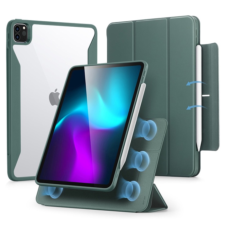 Husa Cu Grad Ridicat de Protectie pentru iPad Pro 11" 2021/2022, D57, Hard Plastic, Emerald Green