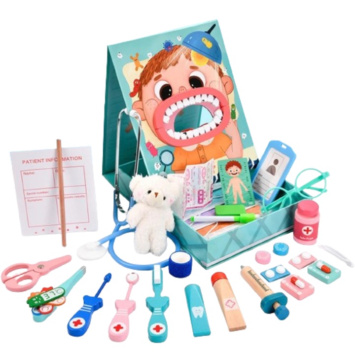 Set educativ tip trusa dentist, dimensiune 28 x 18 x 5.5 cm, REC2909