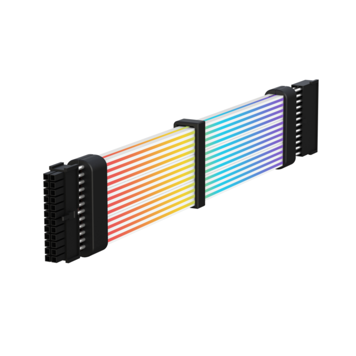 Cablu prelungitor Gamemax pentru alimentare placa de baza 24 pini, Negru, iluminare ARGB