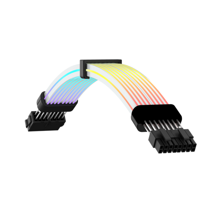 Cablu prelungitor Gamemax pentru alimentare VGA/CPU, Negru, iluminare ARGB