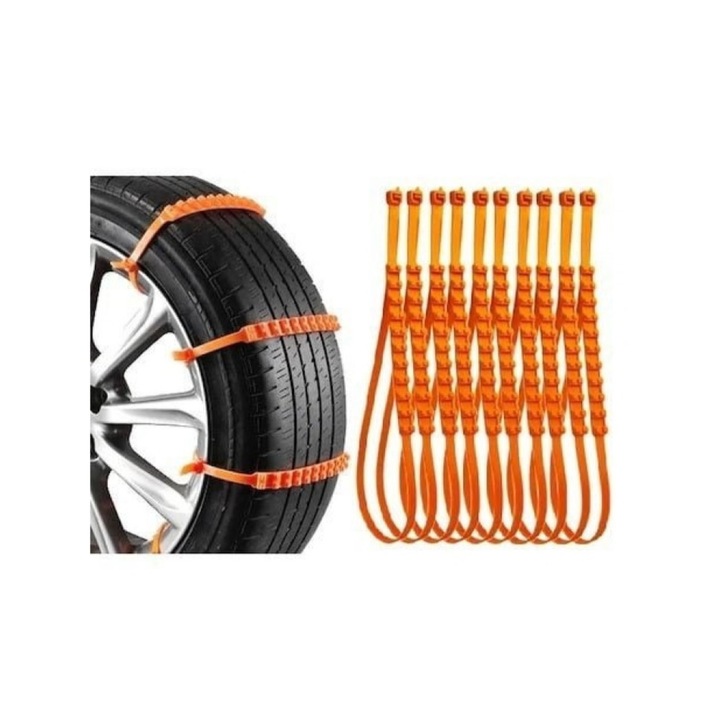 Set 8 coliere pentru zapada idealSTORE, Material TPU, Dimensiunea benzii 85 cm x 2 cm, Benzi Anti-Alunecare