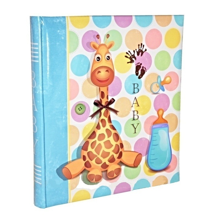 Album foto TRADAG, design girafa, 60 pagini, 30,5x33cm, capacitate 112 poze 13x18cm, albastru