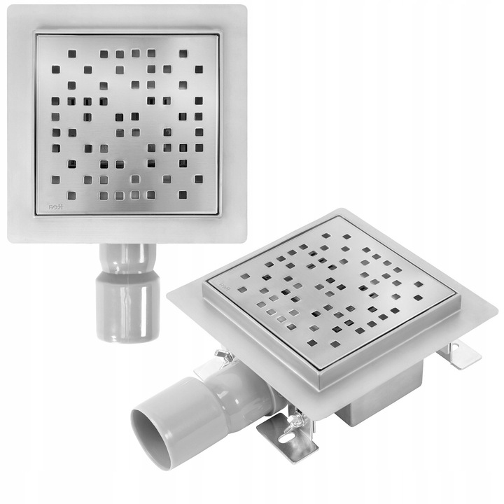 Rigola De Dus, Rea, Dots, Material Otel Inoxidabil Aisi 304, Reglare Inaltime Scurgere 64 mm 84 mm, Filtru Detasabil Pentru Impuritati, Acces Usor La Sifon, 15 x 15 cm, Argintiu