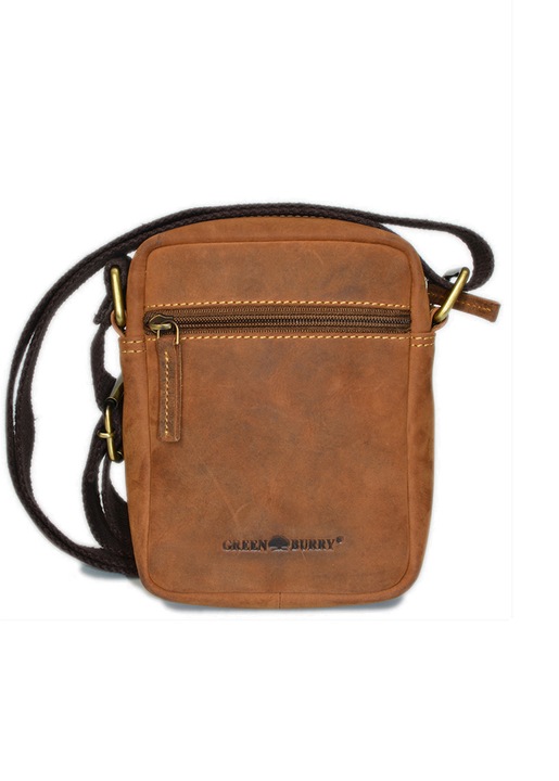 Umar férfi táska, Greenburry, 15x19 cm, természetes bőr, "vintage", barna