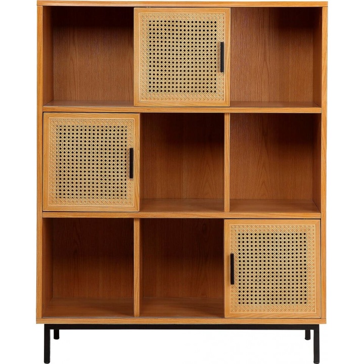 Comoda Naemi, lemn, ratan, metal, natur, 125 x 100 x 40 cm