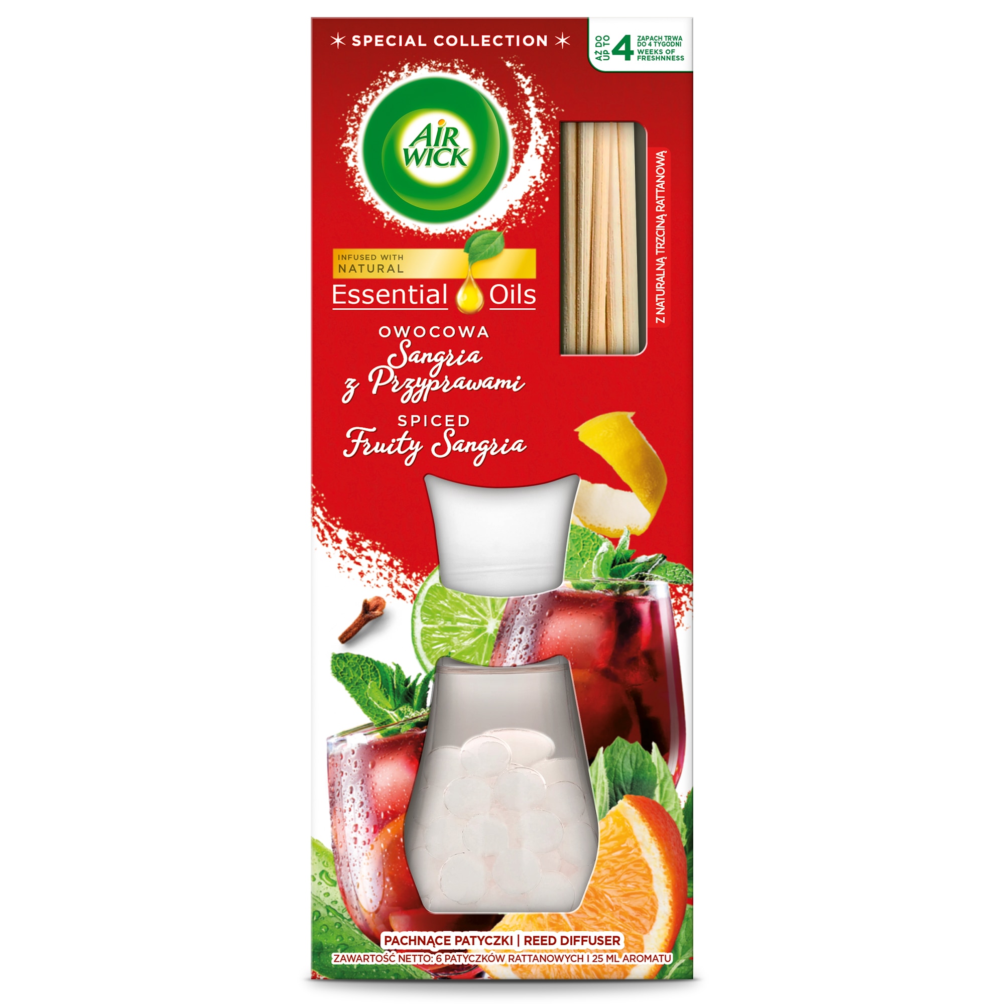 Odorizant de camera cu betisoare parfumate Air Wick, Sangria, 25 ml