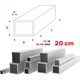 Teava patrata din aluminiu, 15x15x1 mm, 20 cm