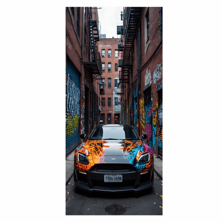 Autocolant pentru frigider, Comando Home Craft, Autoadeziv, Rezistent la Umiditate, Schimbari de Temperatura, Autoadeziv, Model Urban Car