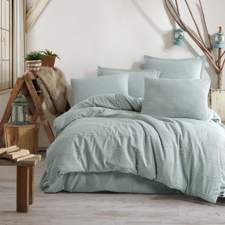 Jacquard dupla ágynemű, 100% ranforce pamut, 240 x 260 cm, 4 db, Speciális ágynemű, Avola V2 Green