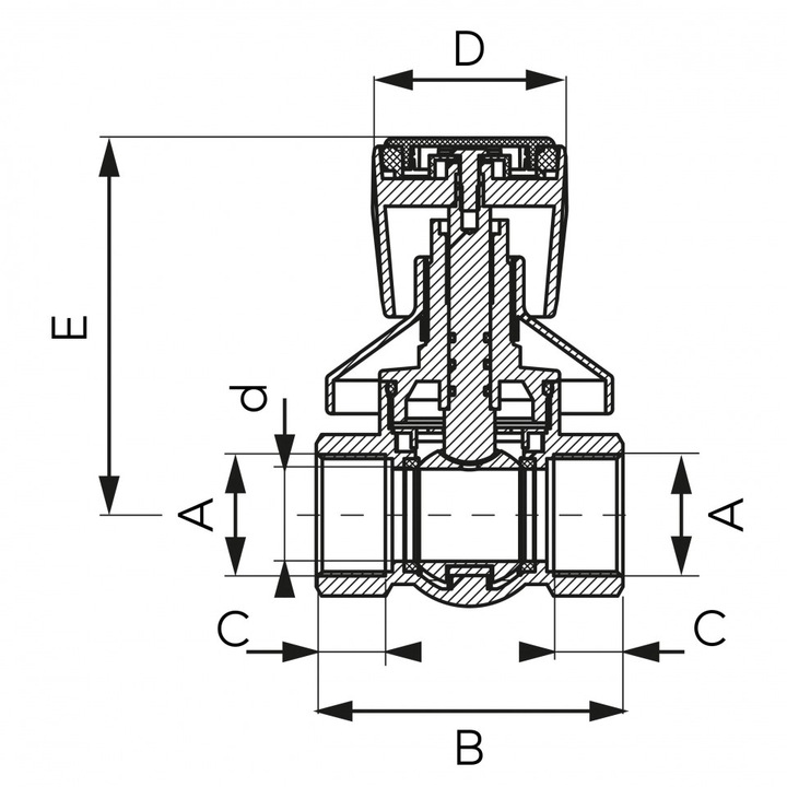 Ferro Вграден сферичен кран, KFP2P, PN16, 3/4" FI-FI, F-Power