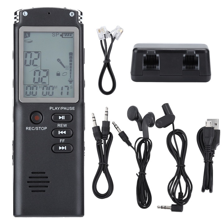 Цифров рекордер Mmgoqqt, 32GB, многопосочен микрофон, LCD екран, 98g
