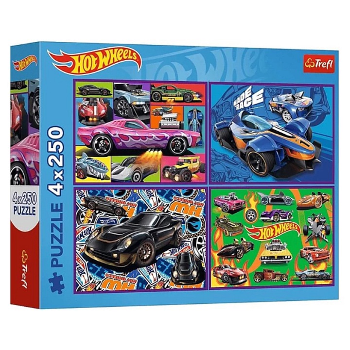 Hot Wheels puzzle 4 x 250 db-os - Trefl