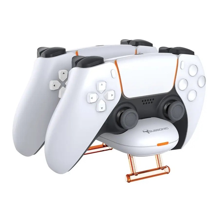 Kontroller töltőállomás, Subsonic Duo LED Dock, PlayStation 5, DualSense™, Dual Charging, Fehér