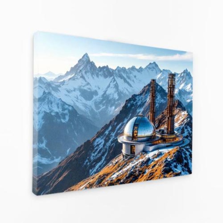 Vászonfestmény - Mountain Top Science Station in Snow - 50x70 cm