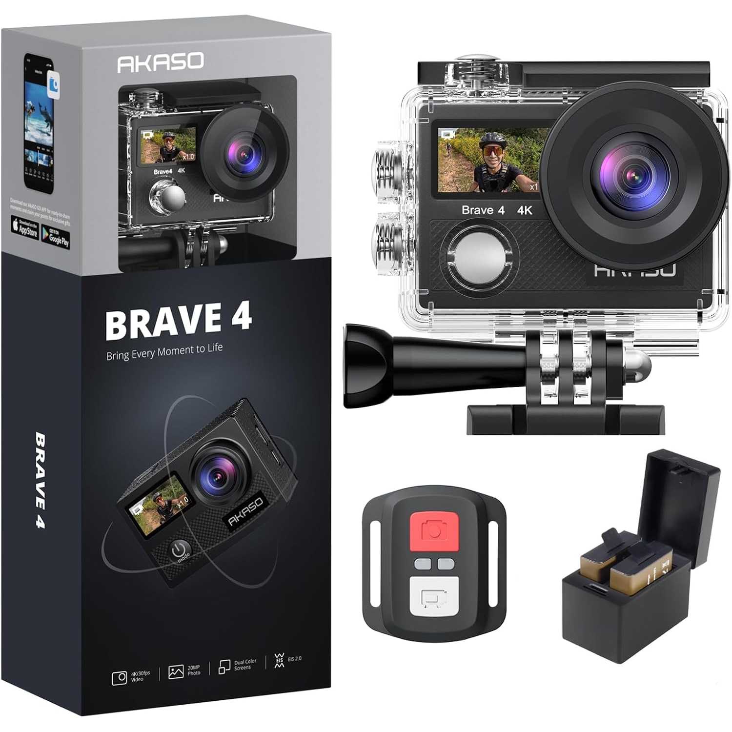 Camera Video Sport WiFi AKASO® BRAVE4 UltraHD 4K/30FPS/20MP