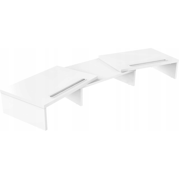 Suport din lemn pentru 2 monitoare, Luka, design ergonomic, 79-111,2x27x10,6cm, maxim 25kg