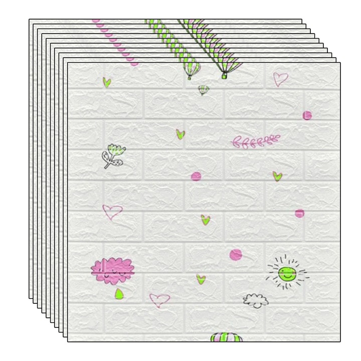 Комплект от 10 х 3D тапета NEXTLY, самозалепващи, за стена или таван, водоустойчиви, регулируеми, здраво лепило, покривна площ 5,3 кв.м, 70х77 см, многоцветни, код 57