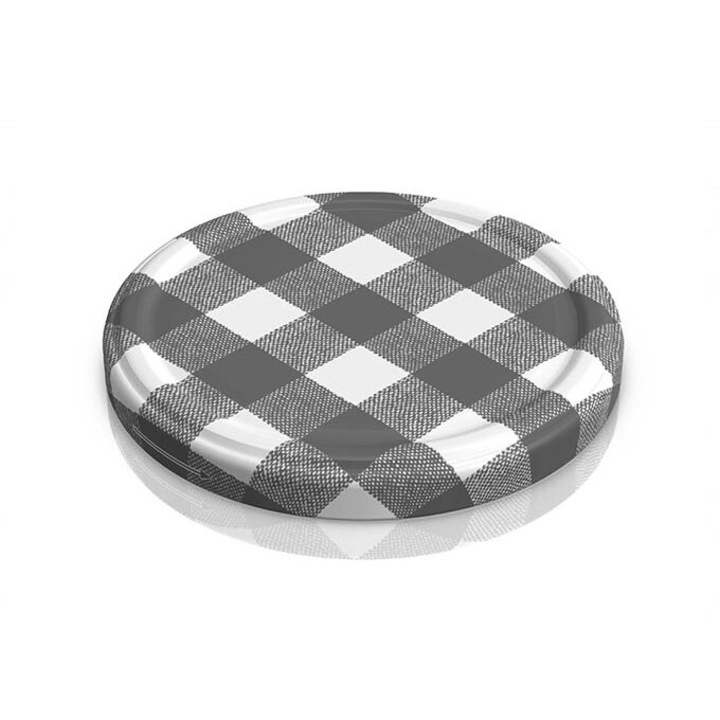 Комплект от 10 метални капачки Chomik, 82x85 мм, дизайн на карета, за консерви, сив/бял