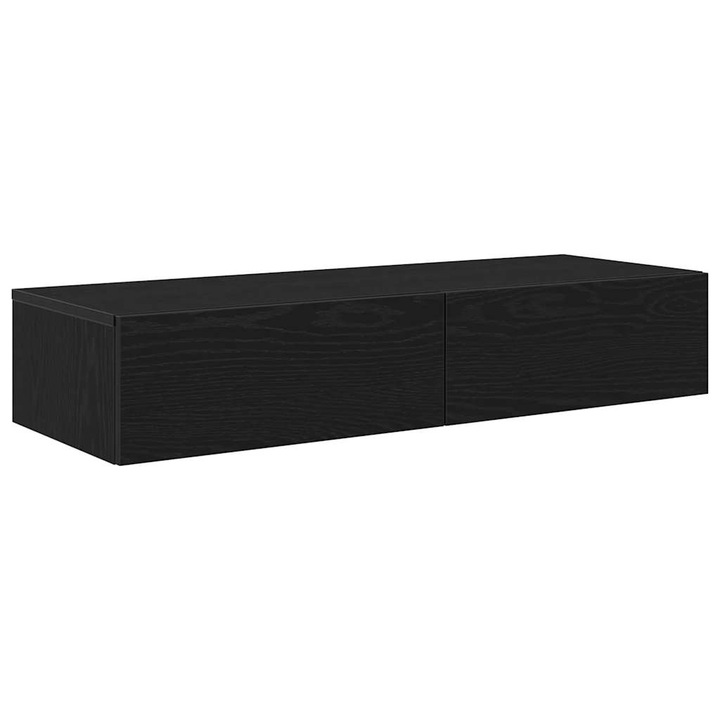 vidaXL fali polc, fiókokkal, fekete, 100x36x19 cm, szerelt fa, 15,2 kg