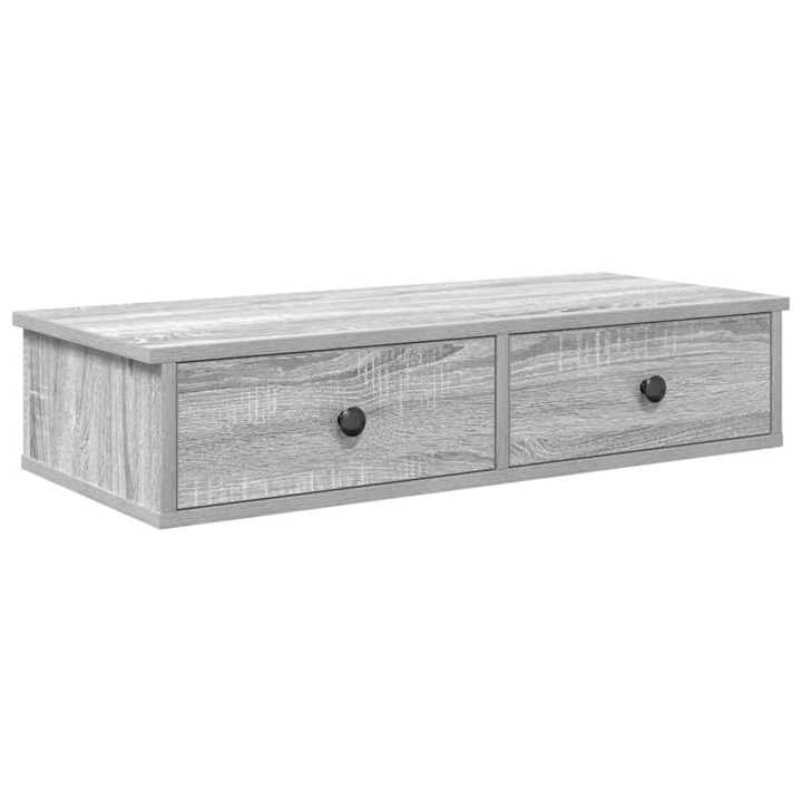 VidaXL Falipolc fiókokkal szürke sonoma 80x31x17 cm műszaki fa 859955