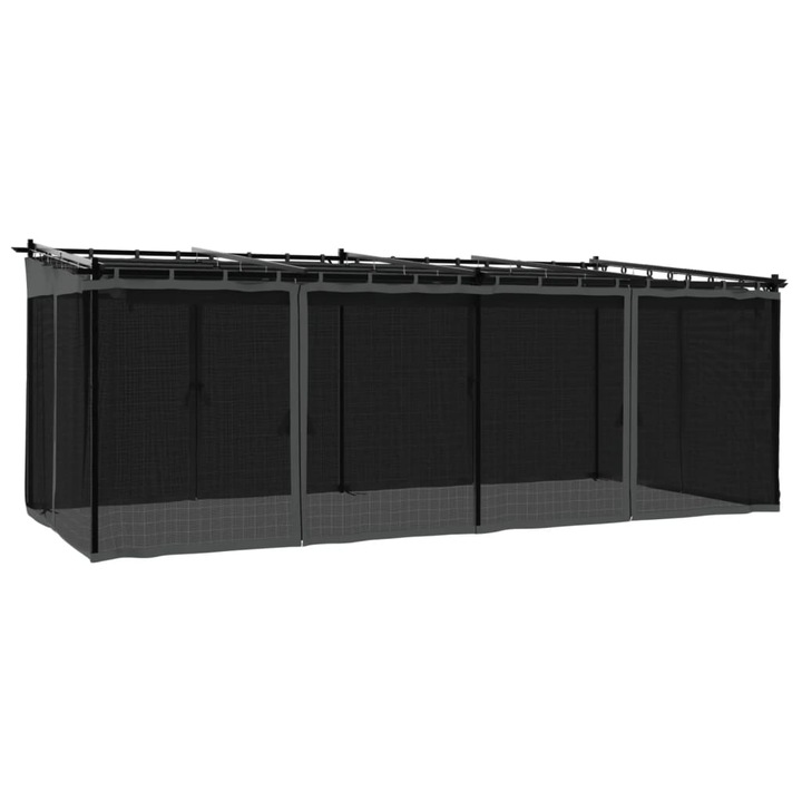 VidaXL antracitszürke acél pavilon hálós oldalakkal 6 x 3 m 4003915