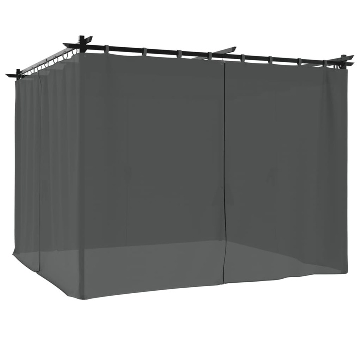 Pavilion cu draperii vidaXL, antracit, 3x3 m, otel, 26 kg