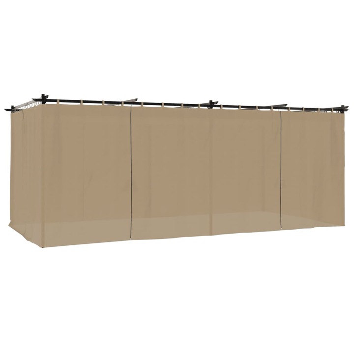 Pavilion cu draperii vidaXL, gri taupe, 6x3 m, otel, 42.64 kg