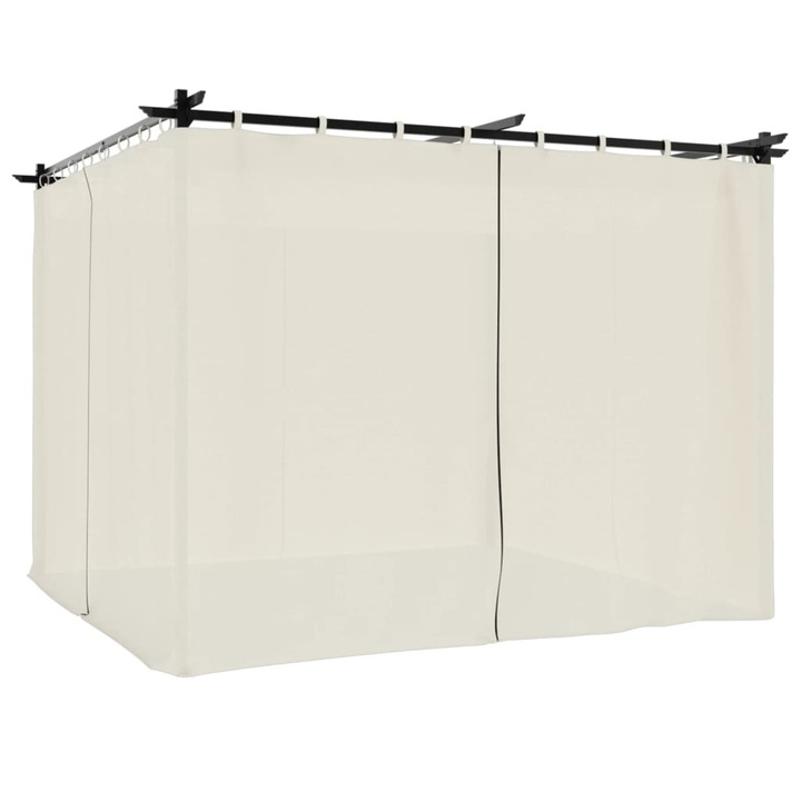 Pavilion cu draperii vidaXL, gri taupe, 3x3 m, otel, 26.28 kg