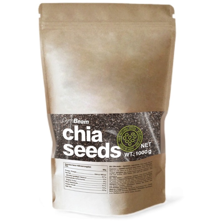 Supliment alimentar GymBeam Chia Seeds, 1000 grame