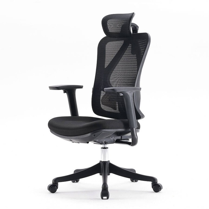 Scaun ergonomic Angel eurOpa 2.0, negru, cu suport lombar, reglabil, 75x32x65cm