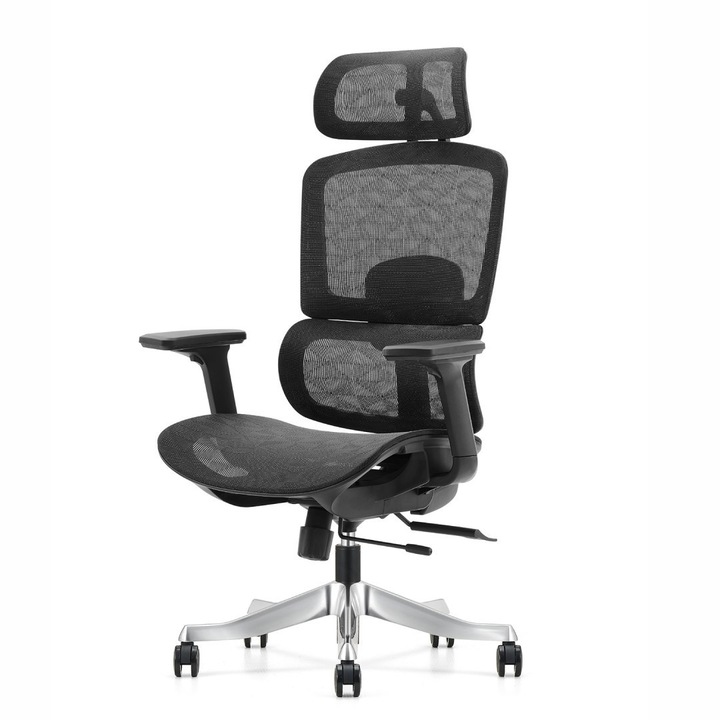 Scaun ergonomic Angel Otus, negru, cu mecanism MULTIBLOCK, suport lombar ajustabil