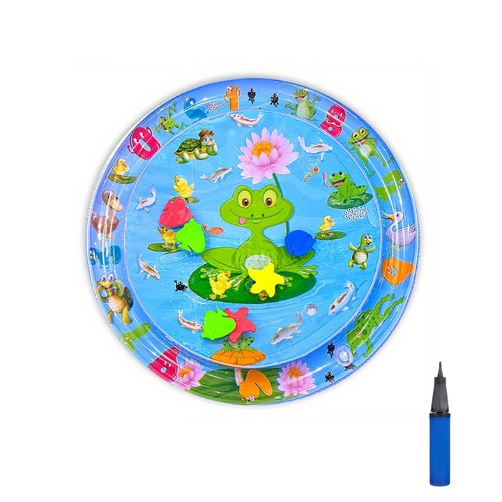 Воден матрак за котки, PVC, десен жаба, 65x65см, комплект с въздушна помпа