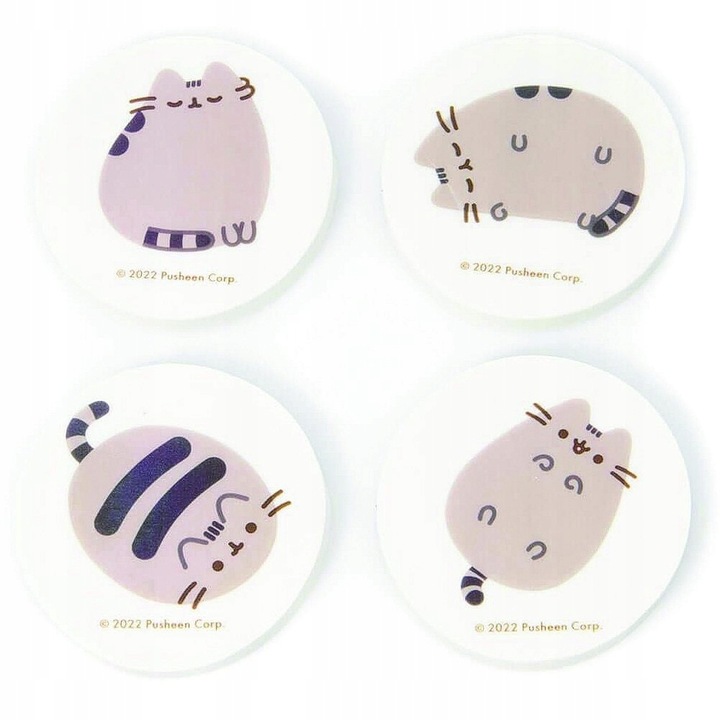 Set 4 radiere Pusheen, multicolor, pentru scoala