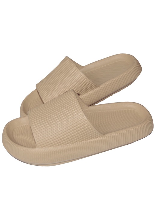 Papuci unisex HIDARLING Cloud Slides, talpa groasa, design ergonomic, Kaki, 43