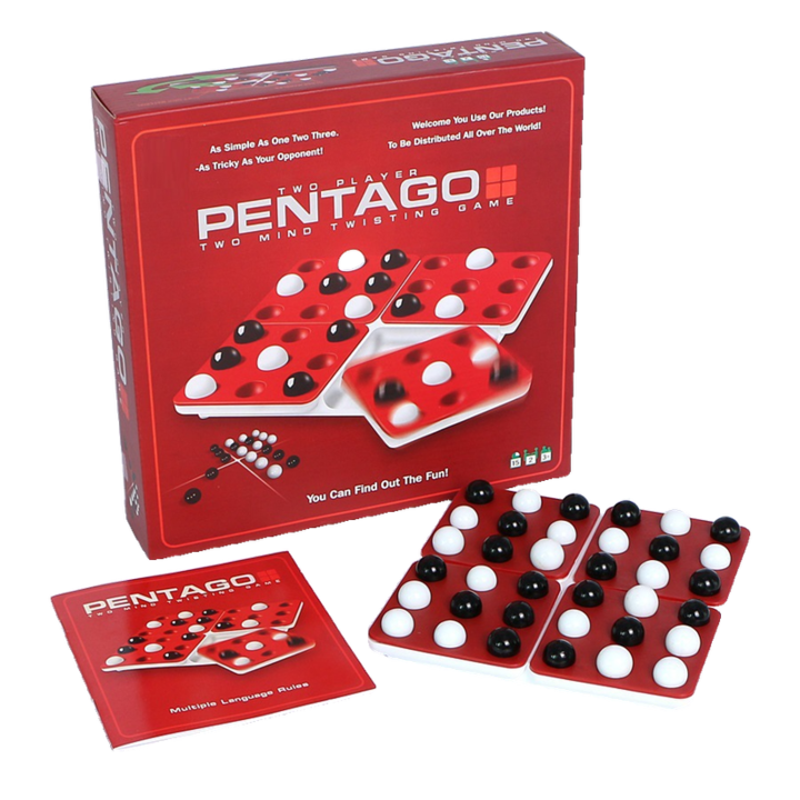 PENTAGO társasjáték, stratégiai játék, 3D, 6x6cm, fekete-fehér színben