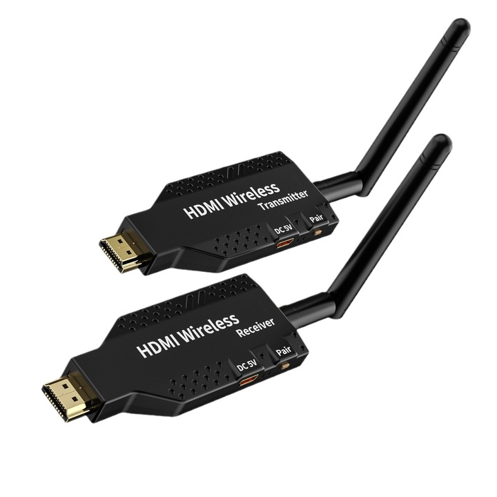 Приемник Трансмитер, безжичен HDMI 50m, 4k HD, високоскоростна честота 5.8G, черен