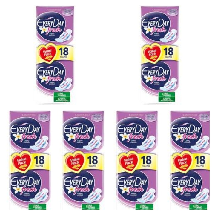 Set 10 x Absorbante Everyday Fresh Maxi Night, 18 buc