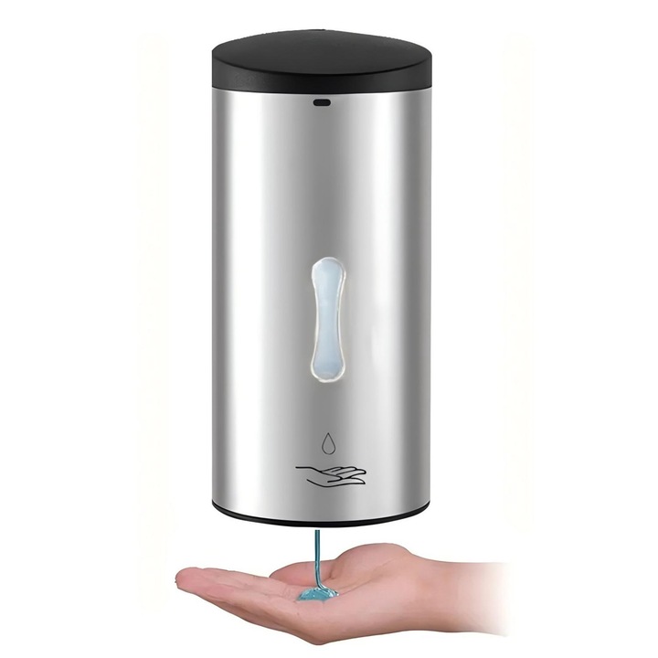 Automata folyékony szappanadagoló 800ml, falra szerelhető, nagy kapacitású, térfogat állítás, rozsdamentes acél