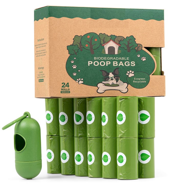 Set Complet Cu 24 Role Si 360 Pungi Biodegradabile Si Dispenser Portabil Super Trends® Pentru Caini Si Pisici, Pungi OXO Ecologice 23x33 Cm, Set Igiena Animale De Companie Verde Practic Si Durabil Pentru Plimbari Zilnice Cu Animalele