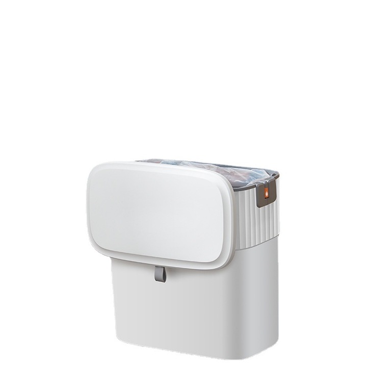 Висящо кошче за боклук с капак, 8.7L, скрит дизайн, монтаж на врата или стена, за малки пространства, полипропилен