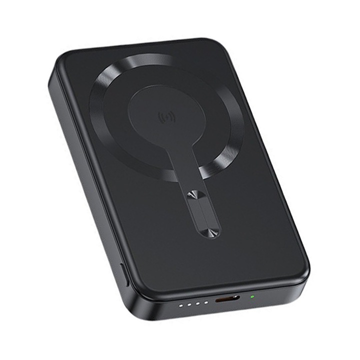 Baterie Externa Wireless MagSafe Slim, 10000mAh JvGoal®, 15W USB-C Incarcare Rapida，compatibila cu iPhone 15/14/13/12, Negru