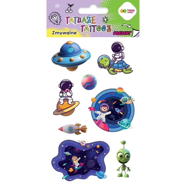 Tatuaje temporare Happy Color set, 3 ani, multicolor
