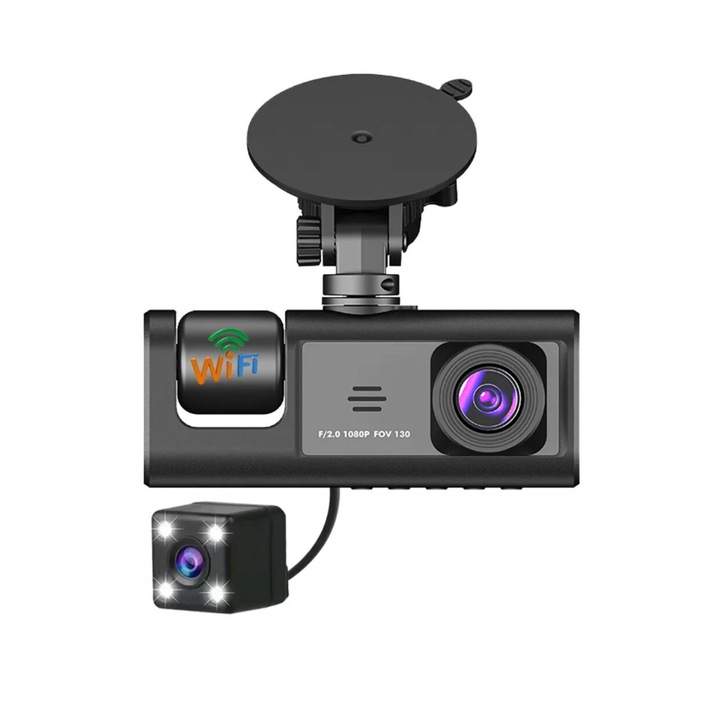 Видеорегистратор с 3 канала, 1080p Full HD с WI-fi и 32gb карта памет