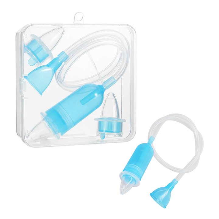 Aspirator nazal pentru bebelusi, Chucai, cu capete de rezerva, silicon, transparent
